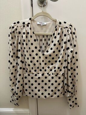 Morgan De Toi Polka Dot Long Sleeve Blouse Top